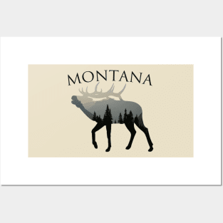 Montana- Elk Design Posters and Art